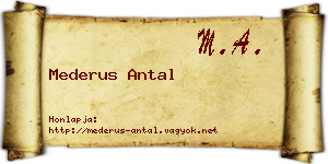 Mederus Antal névjegykártya